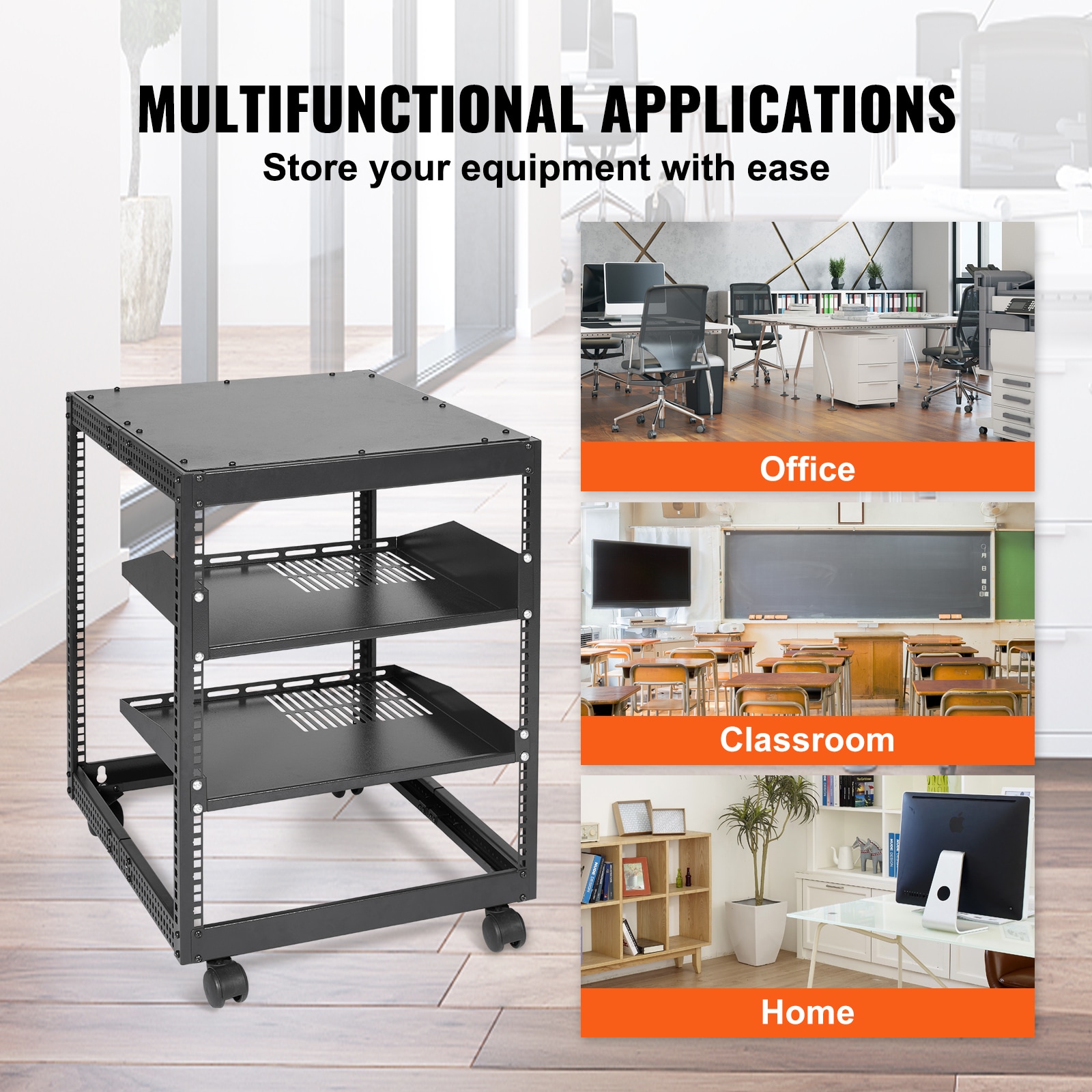 12u Open Frame Server Rack Adjustable Depth Network Av Equipment_voghion.com